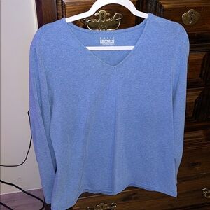 Basic Editions Women's Long Sleeve Blue Top